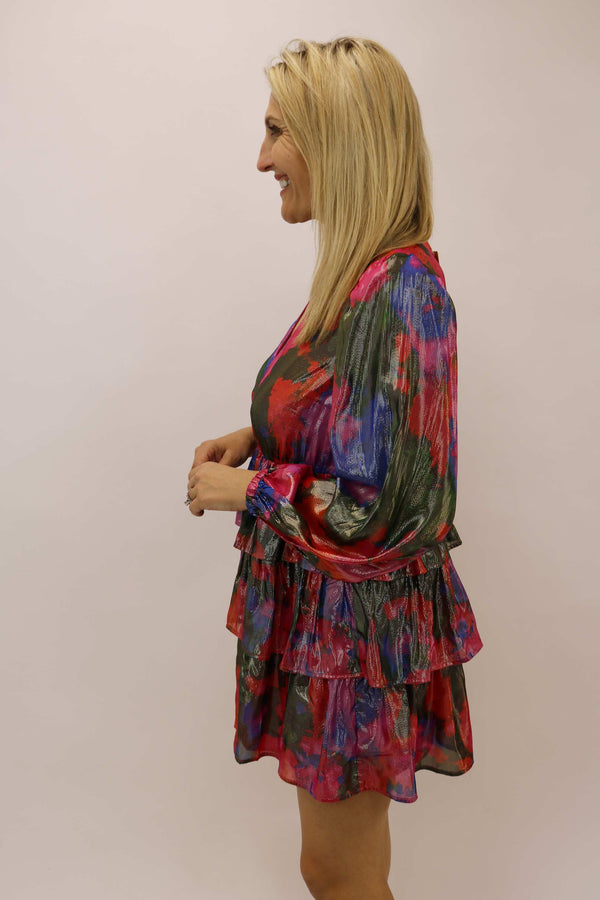 Lauren Dress, Blurred Floral Bright