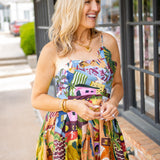 Tropical Painting Mini Dress, Multicolor