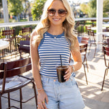 Select Striped Tank, Calypso Blue Indigo