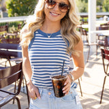 Select Striped Tank, Calypso Blue Indigo