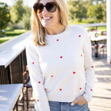 Love Notes Sweater, White/Red