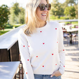 Love Notes Sweater, White/Red