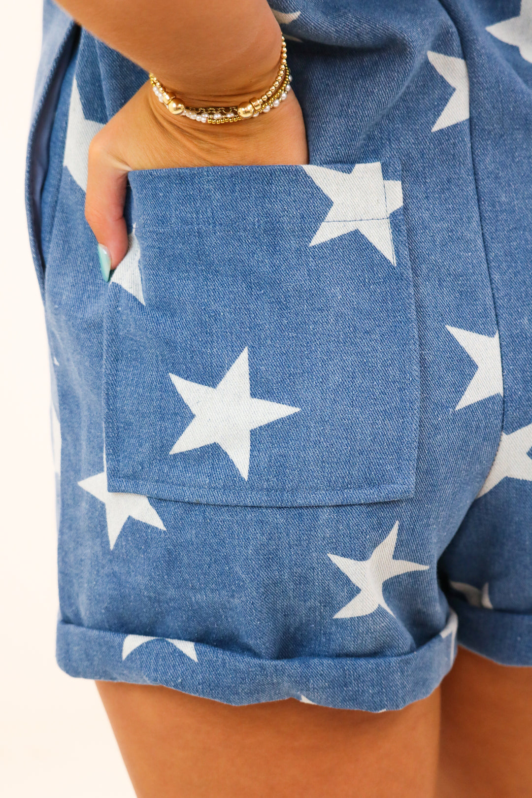 Seeing Stars Romper, Denim