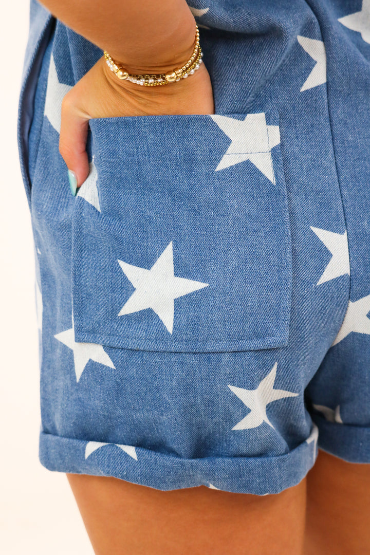 Seeing Stars Romper, Denim