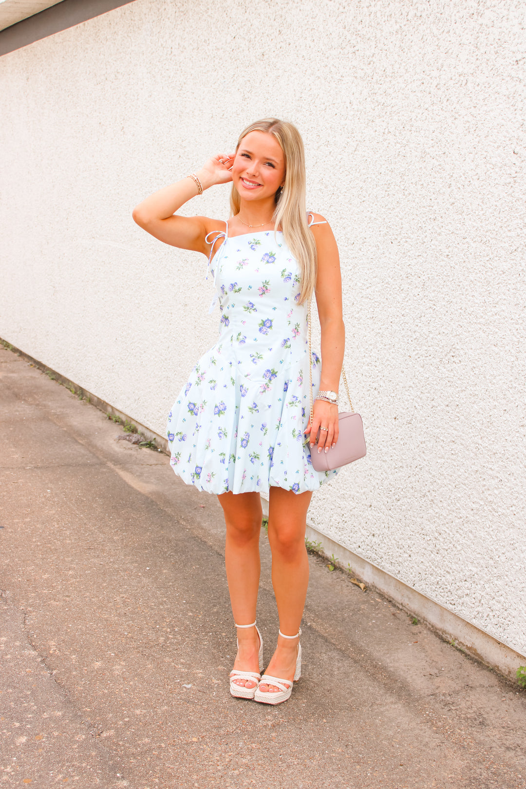 Spring Fling Mini Dress, Light Blue
