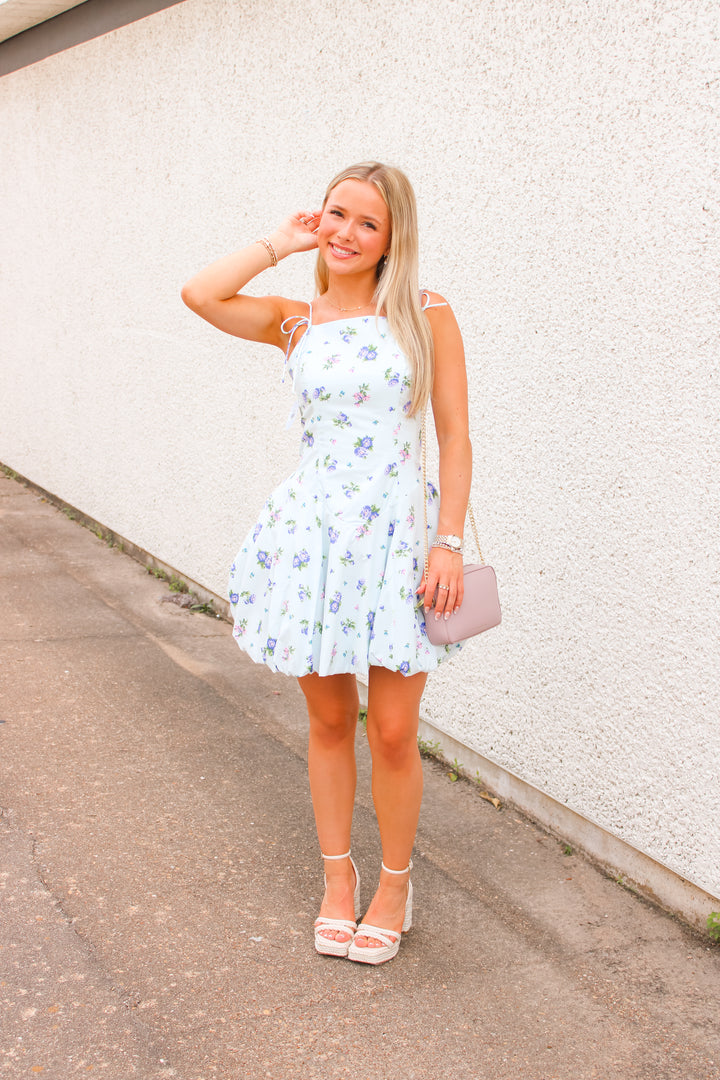 Spring Fling Mini Dress, Light Blue