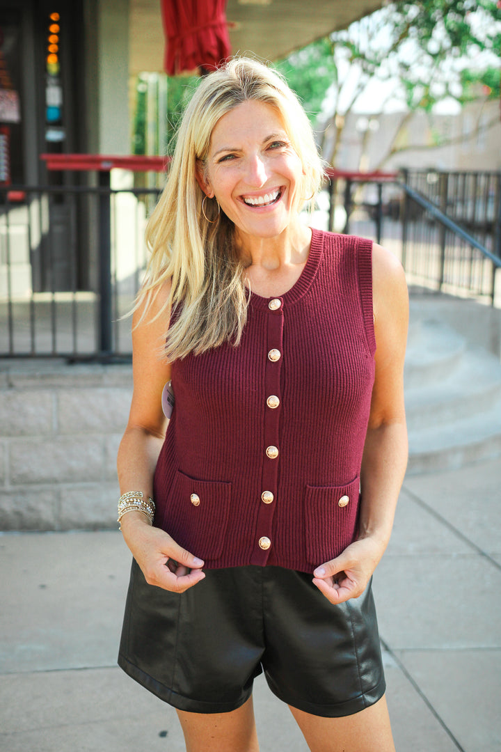 Aliya Sweater Vest, Wine