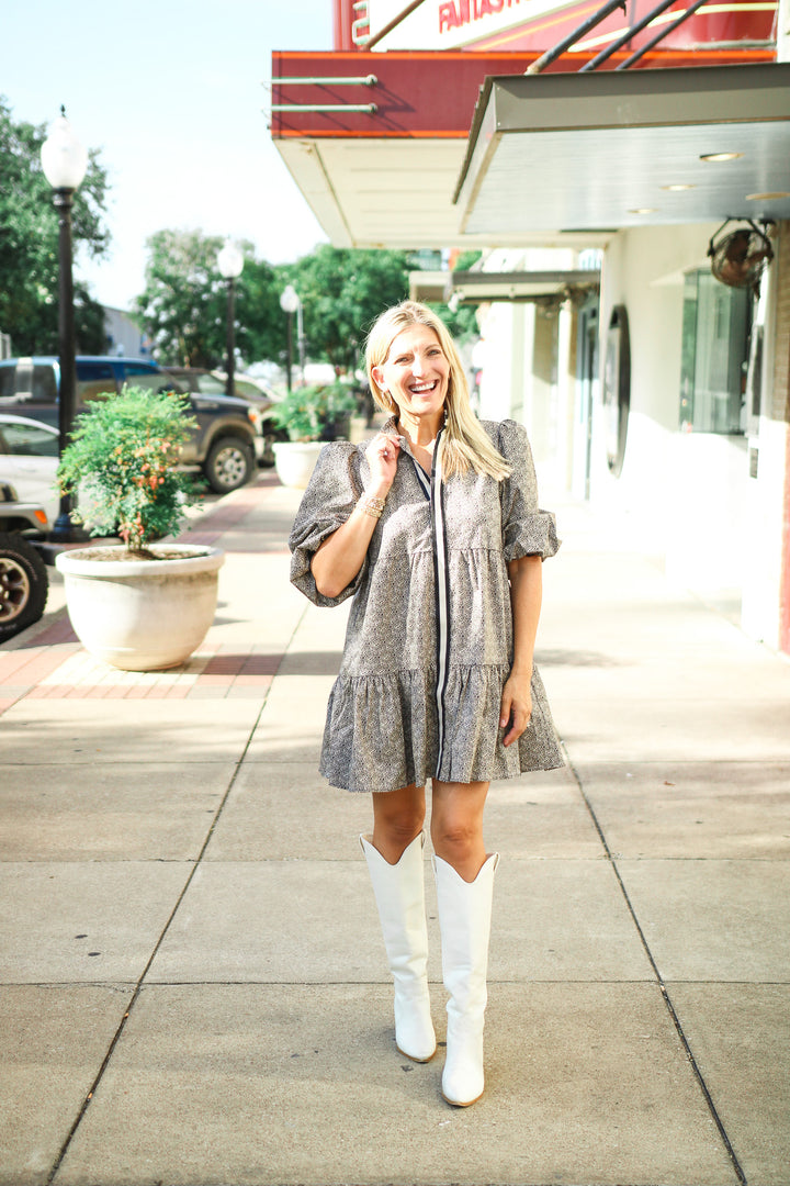 Sadie Dress, Black Tonal Monogram