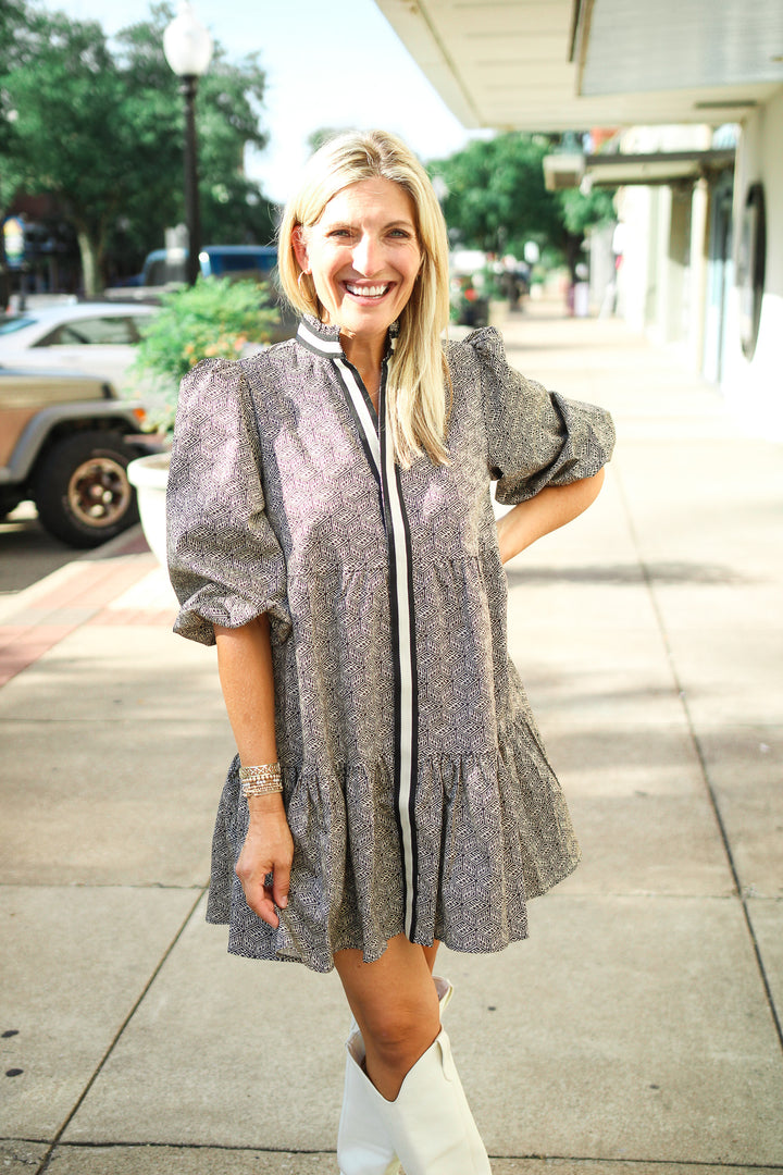 Sadie Dress, Black Tonal Monogram