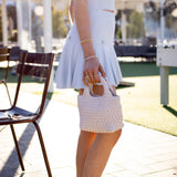 Meryl Rib Pointelle Mini Skirt, Icicle Blue