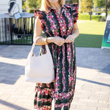 Mad Tea Scallop Midi Dress, Deep Green/ Pink Multi