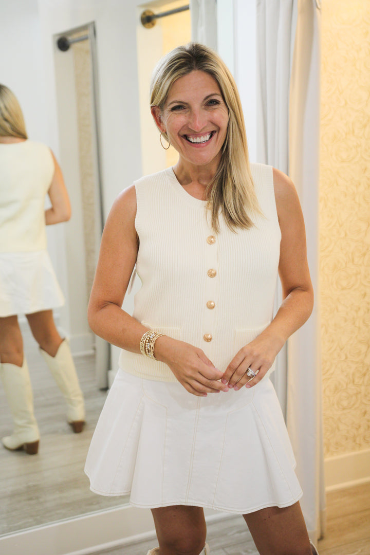 Aliya Sweater Vest, Cream