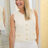 Aliya Sweater Vest, Cream