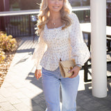 Sugar Dot Poplin Top, White/Black