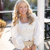 Sugar Dot Poplin Top, White/Black