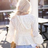 Sugar Dot Poplin Top, White/Black