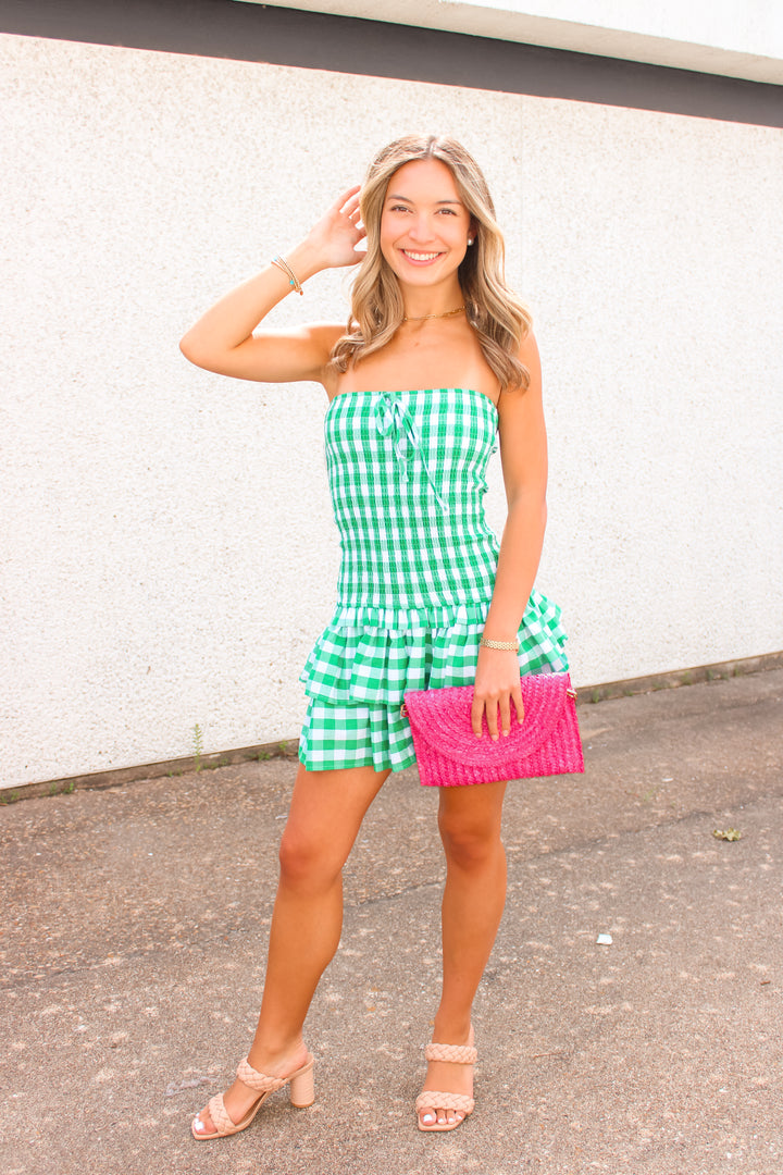 Gingham Picnic Dress, Green