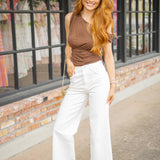 Cocoa Kisses Asymmetrical Top, Brown
