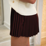 Power Play Pleats Skirt, Maroon