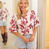 Claudia Top, Maroon Vine