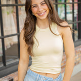 So Soft Seamless Modal Stripe Tank, Butter Yellow Combo