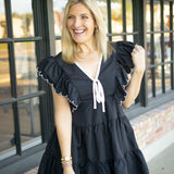 Sweetheart Ruffle Mini Dress, Black