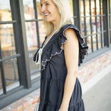 Sweetheart Ruffle Mini Dress, Black