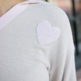 Color Block Heart Collared Pullover, Stone Multi