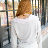 Color Block Heart Collared Pullover, Stone Multi