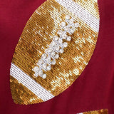 Maroon & Gold Rhinestone Lace Football Tee