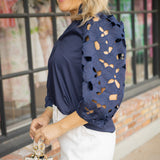 Paper Lace Blouse, Navy