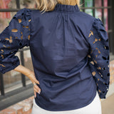 Paper Lace Blouse, Navy