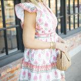 Meadow Tea Party Dress, White/Pink