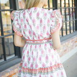 Meadow Tea Party Dress, White/Pink