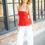Cherry Fairytale Top, Red/ White Polka Dots