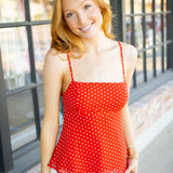 Cherry Fairytale Top, Red/ White Polka Dots