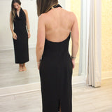 Alanna Halter Cowl Neck Dress, Black