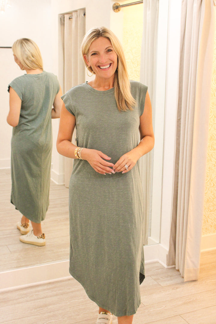 Calabasas Midi Dress, Hunter Green