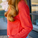 Medina Cozy Rib Cardigan, Red Lotus