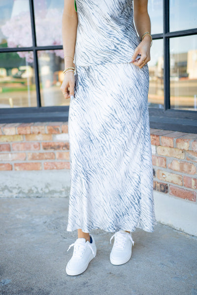 Sleek Bias Maxi Skirt, Snow Tiger