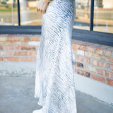 Sleek Bias Maxi Skirt, Snow Tiger