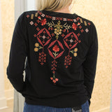 Malaya Mixed Media Henley T-Shirt, Black
