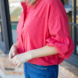 Uptown Stroll Top, Berry Red