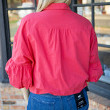 Uptown Stroll Top, Berry Red