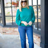 Alpine Aura Pleated Top, Green