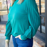 Alpine Aura Pleated Top, Green