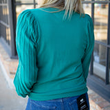 Alpine Aura Pleated Top, Green