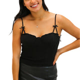 Adana Bow Detail Bustier Top, Black