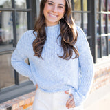 Opal Rollneck Knit Sweater, Cashmere Blue