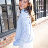 Opal Rollneck Knit Sweater, Cashmere Blue